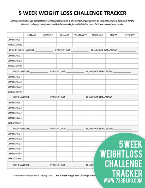 Printable Weight Loss Challenge At Work Template